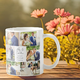 Elegant Newlywed Married Couple Photo Collage Coffee Mug