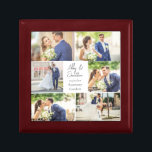 Elegant Newlywed Married Couple Photo Collage Gift Box<br><div class="desc">This beautiful newlywed couple keepsake gift box features a classy layout of 6 wedding photos on a white background with the married couple's names,  location,  and date. A wonderful commemorative photo gift for your wife or husband to treasure forever.</div>