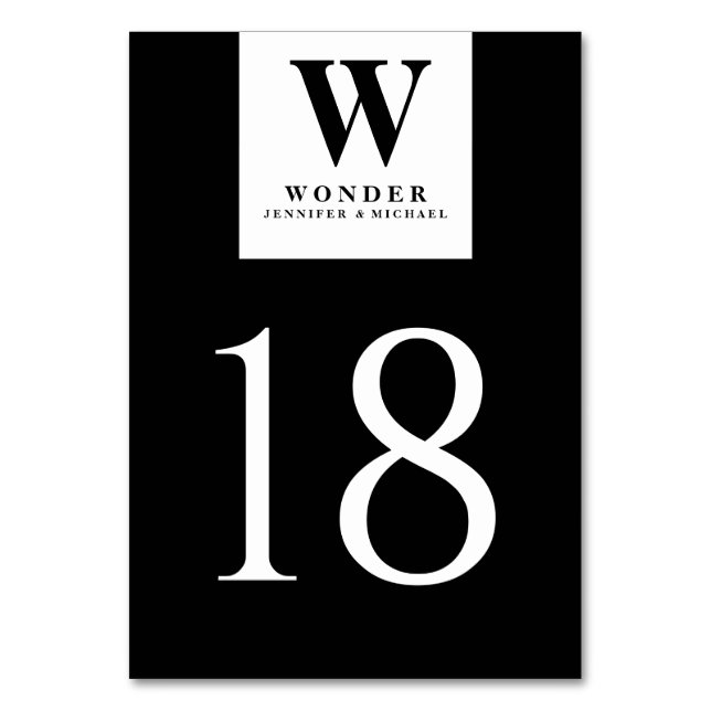 Elegant Newlywed Monogram Seating Table Number (Front)