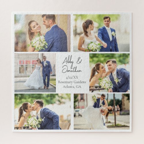 Elegant Newlywed Photo Collage Wedding Anniversary