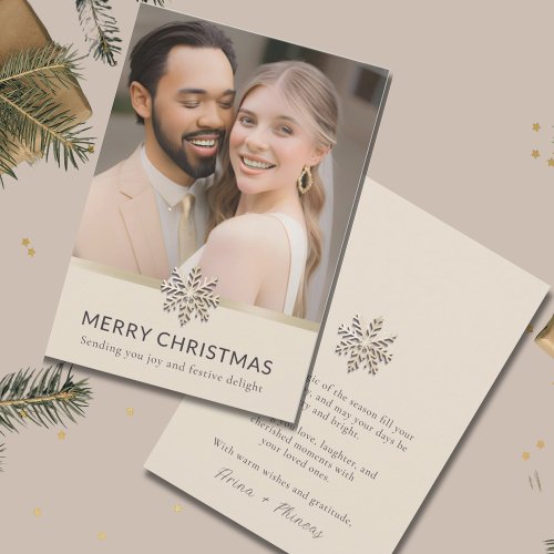 Elegant Newlyweds First Christmas Photo Card