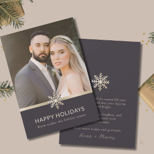 Elegant Newlyweds' First Holiday Card