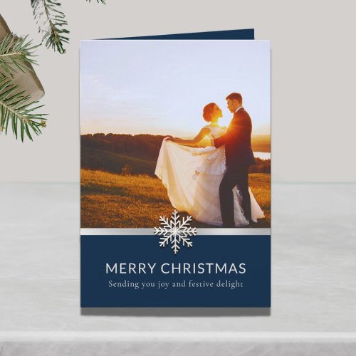 Elegant Newlyweds Merry Christmas Folded Card