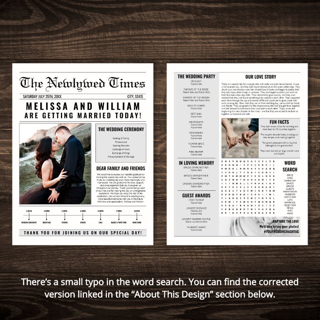 Elegant Newspaper Wedding Program Timeline Flyer (Elegant Newspaper Wedding Program Timeline Flyer)