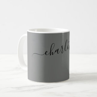 Elegant Nickel Color Modern Name Personalized Coffee Mug