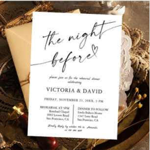 Elegant  Night Before Rehearsal Dinner  Invitation
