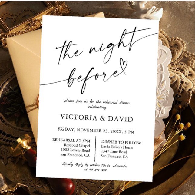 Elegant  Night Before Rehearsal Dinner  Invitation (Creator Uploaded)