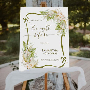 Elegant Night Before Wedding Sign Boho Pampas
