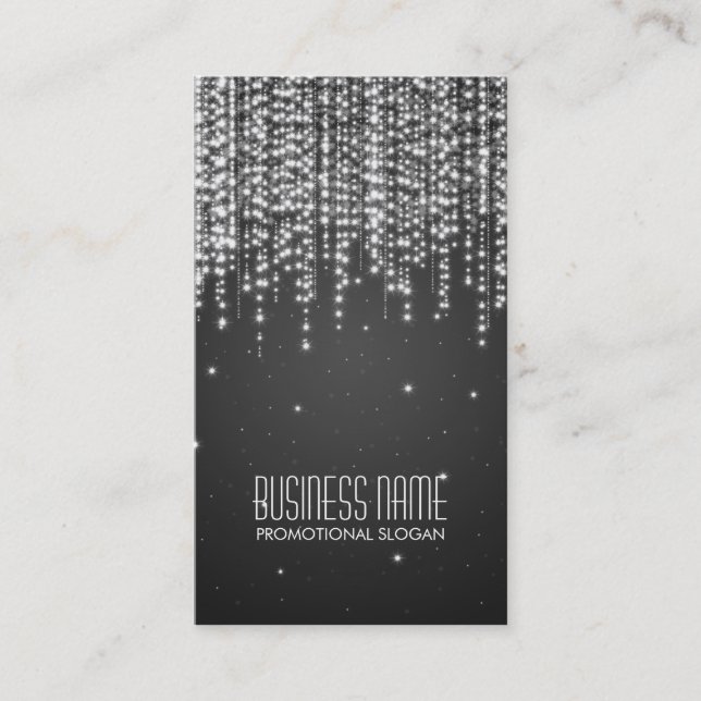 Elegant Night Dazzle Black Business Card (Front)