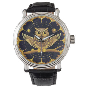 Elegant Night Owl Illustration Watch