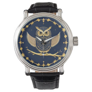 Elegant Night Owl Illustration Watch