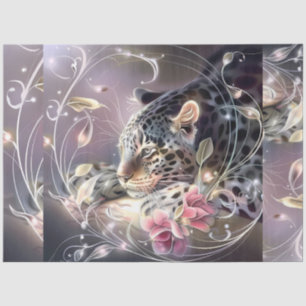 Elegant Night Safari Floral Leopard Decoupage  Tissue Paper
