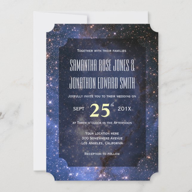 Elegant Night Sky / Space Theme Wedding Invitation (Front)