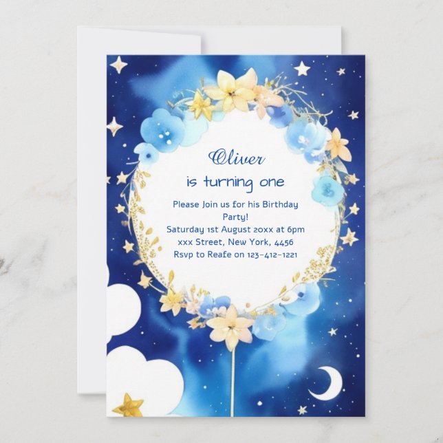 Elegant Nightsky Astro Adventure Birthday Invitation (Front)