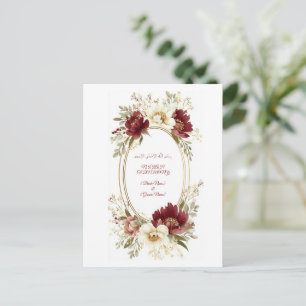 Elegant Nikah Save The Date Postcard - Maroon Flor