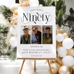 Elegant NINETY 3 photo collage 90th Birthday Foam Board<br><div class="desc">Embrace the beauty of turning ninety with our elegant 90th birthday party welcome sign. Our luxe foam board allow you to showcase a 3-photo collage, perfect for showcasing the evolution of the birthday boy/girl over the years. With an eye-catching typeface and a customizeable minimalist template, this display board is a...</div>