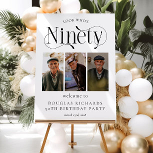 Elegant NINETY 3 photo collage 90th Birthday Foam Board