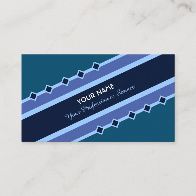Elegant noble blue striped business card (Front)