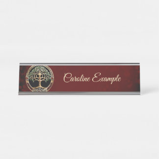 Elegant noble tree of life with celtic knot. desk name plate