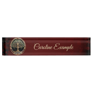 Elegant noble tree of life with celtic knot. desk name plate