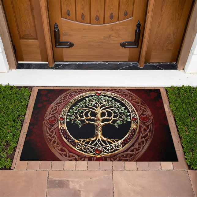 Elegant noble tree of life with celtic knot. doormat (Outdoor)