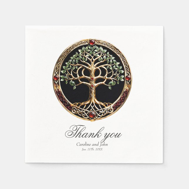 Elegant noble tree of life with celtic knot.  napkins (Front)