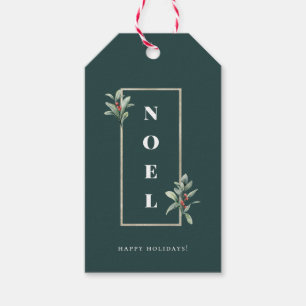 Elegant NOEL Gold Winter Berry Frame Gift Tags
