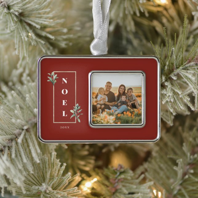 Elegant NOEL Gold Winter Berry Frame Photo Christmas Ornament (Tree)