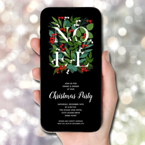 Elegant NOEL Greenery Christmas Party Invitation