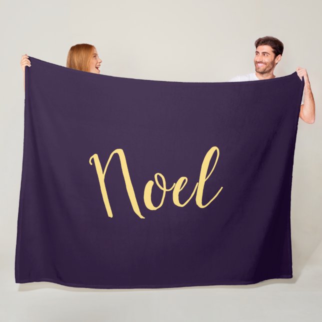 Elegant NOEL Text Rich Deep Purple Background Fleece Blanket (In Situ)