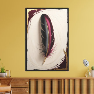 Elegant Noir Feather | Luxury Minimalist Canvas Print