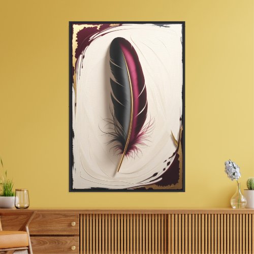 Elegant Noir Feather | Luxury Minimalist Canvas Print