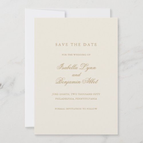 Elegant Non Photo Neutral Gold Ivory Wedding Save The Date