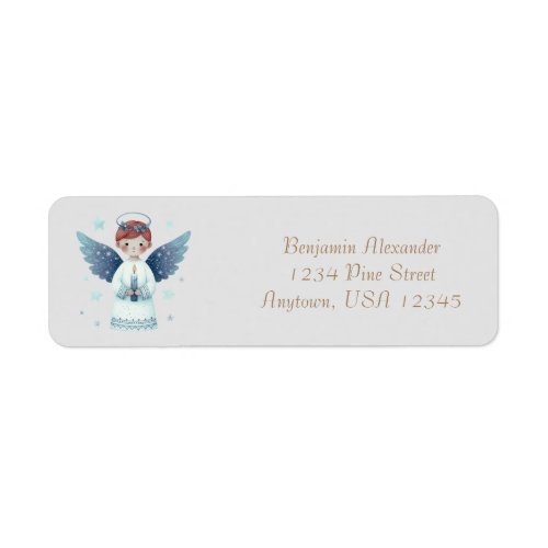 Elegant Nordic Christmas Angel holding a candle Label