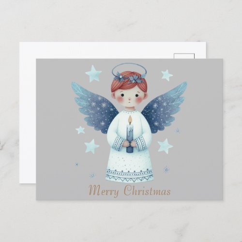 Elegant Nordic Christmas Angel holding a candle  Postcard
