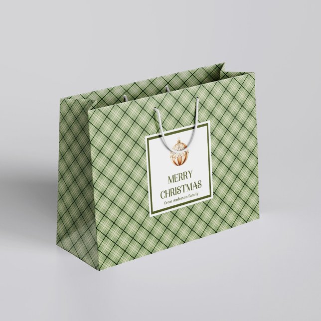 Elegant Nordic Christmas Gift Bag in Sage and Gold (Elegant Nordic Christmas Gift Bag in Sage and Gold)