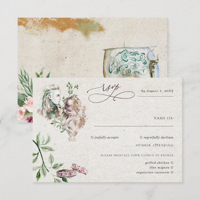 Elegant Norse Viking Wedding RSVP (Front/Back)