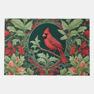 Elegant Northern Cardinal William Morris Inspired Doormat