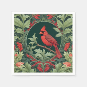 Elegant Northern Cardinal William Morris Inspired Napkins
