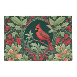 Elegant Northern Cardinal William Morris Inspired  Placemat