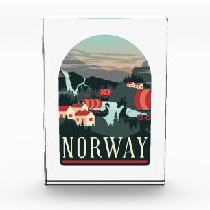 Elegant Norway Landscape Vintage Travel Photo Block