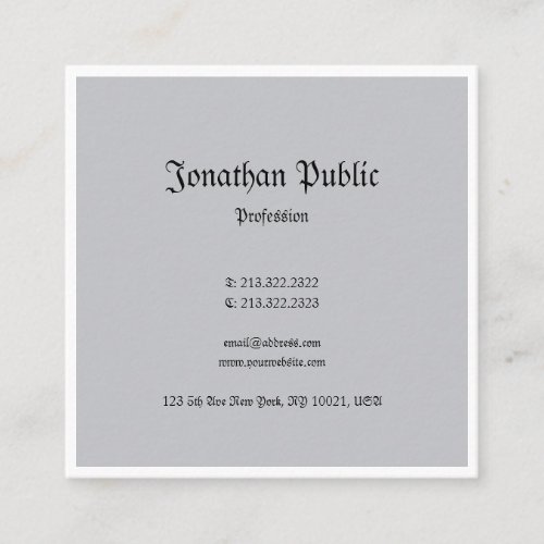 Elegant Nostalgic Classic Look Minimalistic Plain Square Business Card