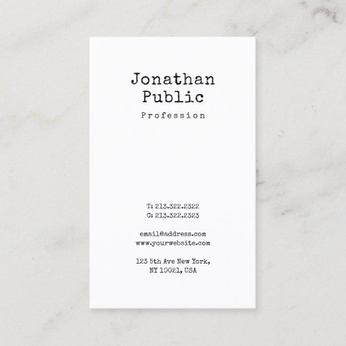 Elegant Nostalgic Design Clean Plain Retro Trendy Business Card