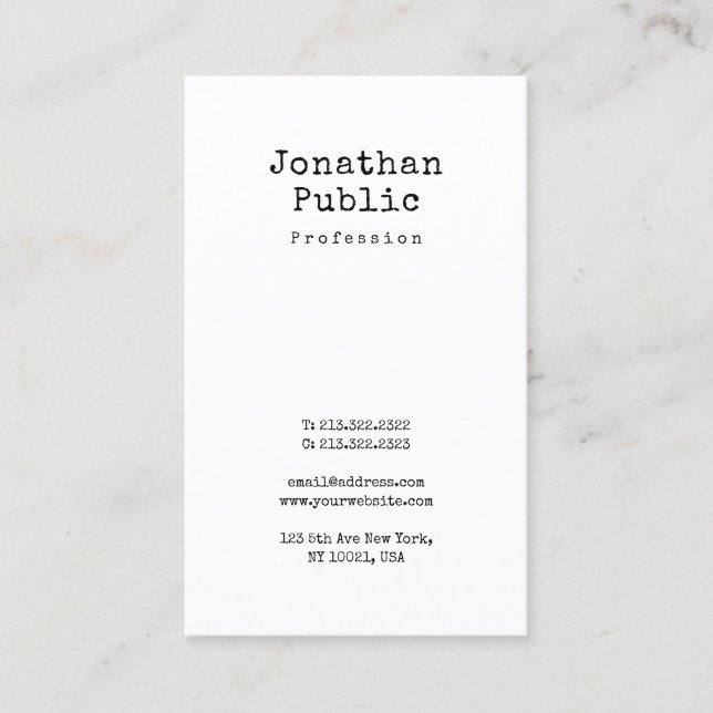 Elegant Nostalgic Design Clean Plain Retro Trendy Business Card (Front)