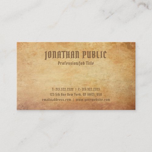 Elegant Nostalgic Old Paper Look Premium Thick Business Card