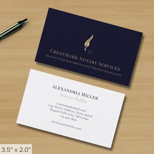 Elegant Notary Loan Signing Agent Business Card