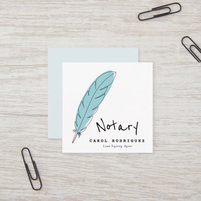 elegant notary loan signing agent square business card (Front/Back In Situ)