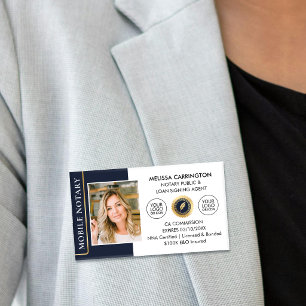 Elegant Notary Public Loan Signing Agent Dark Blue Name Tag