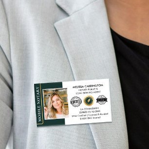 Elegant Notary Public Loan Signing Agent Green Name Tag