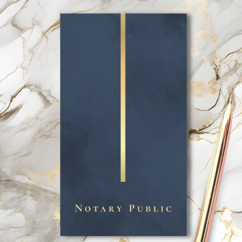 Elegant Notary Public Navy Blue Gold LinkedIn QR Business Card